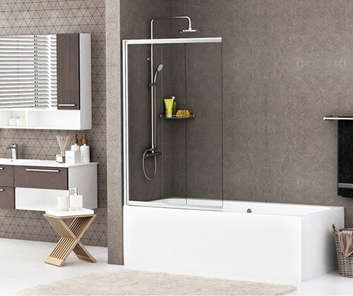 Шторка на ванну Wasserkraft 41S02-80, раздвижная, распашная, двустворчатая