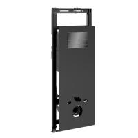 Инсталляция для унитаза Wasserkraft Salm 27TLT.010.ME.BL.PB04, декоративная стеклянная панель черная, механическая кнопка смыва черная