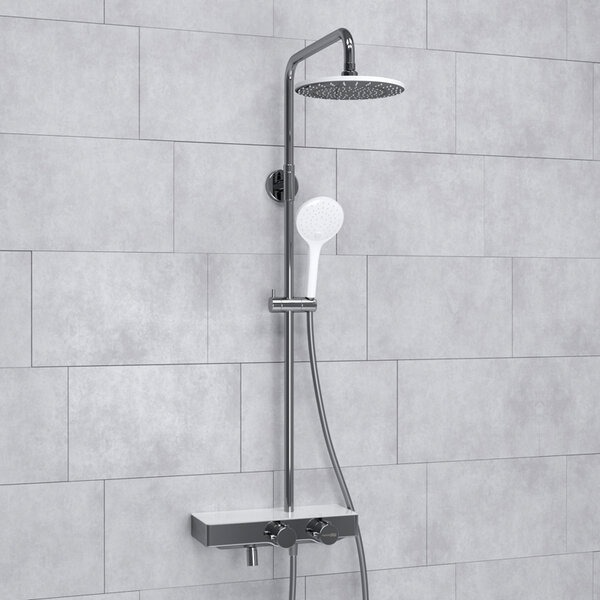 Душевая стойка Wasserkraft, с изливом, цвет - хром/белый матовый, A113.067.155.CH Thermo