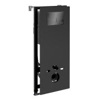 Инсталляция для унитаза Wasserkraft Abens 20TLT.010.ME.BL.PB04, декоративная стеклянная панель черная, механическая кнопка смыва черная