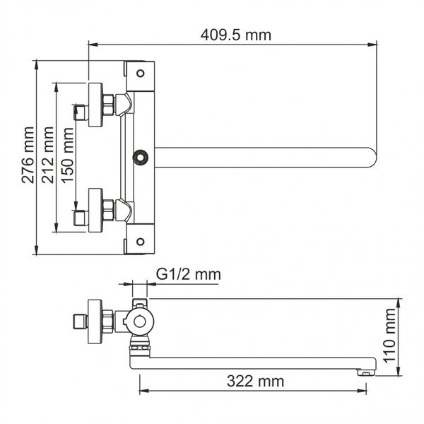 Смеситель для ванны Wasserkraft 4822L , термостатический, хром