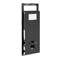 Инсталляция для унитаза Wasserkraft Salm 27TLT.010.ME.BL.WM02, декоративная стеклянная панель черная, механическая кнопка смыва белая матовая