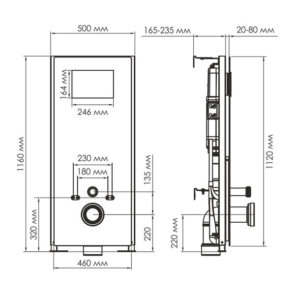 Инсталляция для унитаза Wasserkraft Abens 20TLT.010.ME.WH.CH01, декоративная стеклянная панель белая, механическая кнопка смыва хром