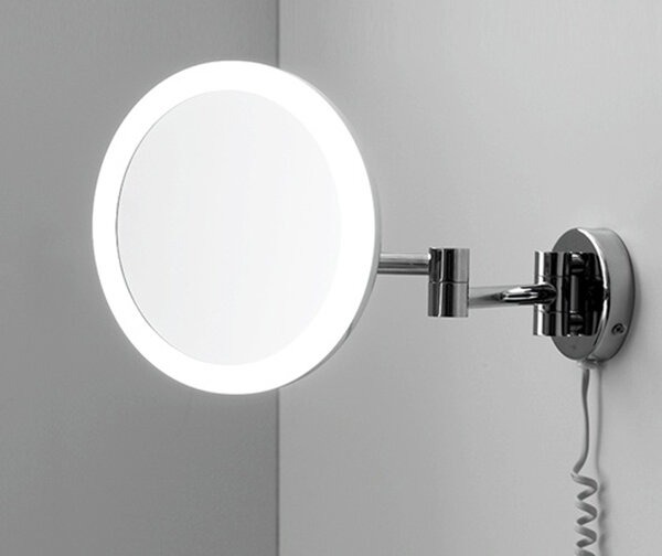 Косметическое зеркало Wasserkraft Серия К, с 3-х кратным увеличением и Led-подсветкой, черный, K-1004BLACK