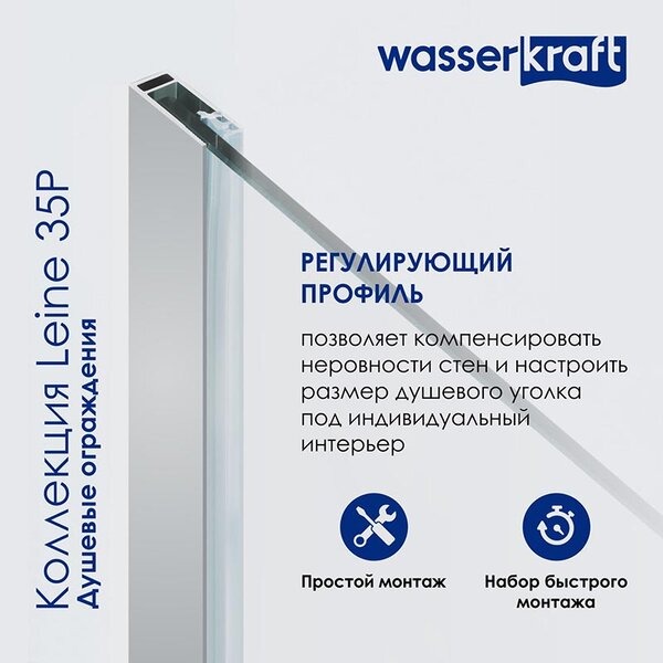 Душевой уголок Wasserkraft Leine 35P11, пятиугольный, 90 см