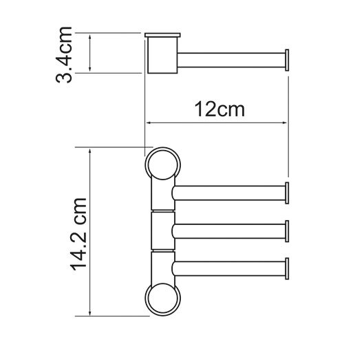 Полотенцедержатель Wasserkraft Серия К, 3 держателя, короткие, 15 см, хром, K-1053