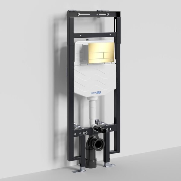 Инсталляция для унитаза Wasserkraft Dinkel 58TLT.010.ME.PG04, механическая клавиша золото глянцевое