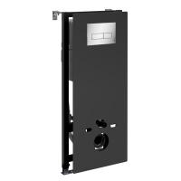 Инсталляция для унитаза Wasserkraft Abens 20TLT.010.ME.BL.CH03, декоративная стеклянная панель черная, механическая кнопка смыва хром