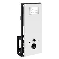 Инсталляция для унитаза Wasserkraft Glan 66TLT.010.ME.WH.CH02, декоративная стеклянная панель белая, механическая кнопка смыва хром