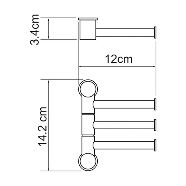 Полотенцедержатель Wasserkraft Серия К, 3 держателя, короткие, 15 см, никель, K-1053N