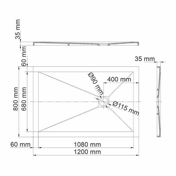 Душевой поддон Wasserkraft Aller 10T06, 120 х 80 см, слоновая кость матовая, текстура - дерево