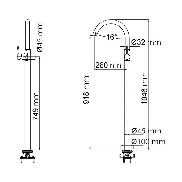 Смеситель напольный Wasserkraft Main 4153, хром