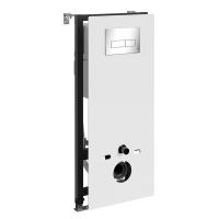 Инсталляция для унитаза Wasserkraft Abens 20TLT.010.ME.WH.CH03, декоративная стеклянная панель белая, механическая кнопка смыва хром