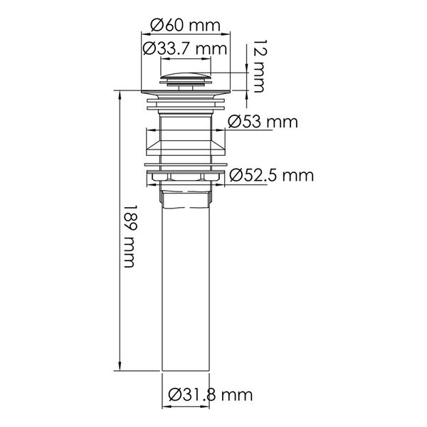 Донный клапан Push-up Wasserkraft, без перелива, хром, A249