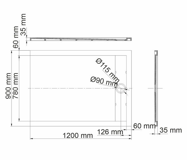 Душевой поддон Wasserkraft Wiese 84T 84T07, 120 х 90 см, серый матовый