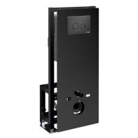 Инсталляция для унитаза Wasserkraft Glan 66TLT.010.ME.BL.MB01, декоративная стеклянная панель черная, механическая кнопка смыва черная матовая