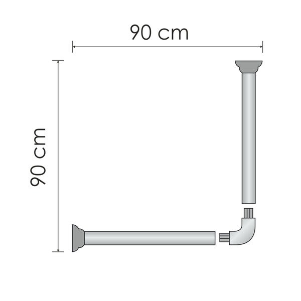 Карниз для ванны Wasserkraft Elbe SC-729090, 90 х 90 см, черный