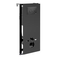 Инсталляция для унитаза Wasserkraft Abens 20TLT.010.ME.BL.MB01, декоративная стеклянная панель черная, механическая кнопка смыва черная матовая