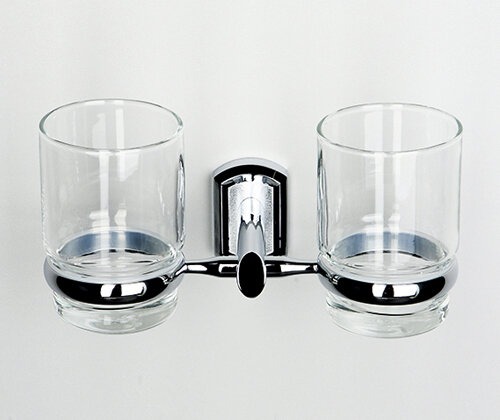 Стакан стеклянный с держателем Wasserkraft Oder, двойной, K-3028D