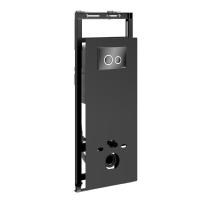 Инсталляция для унитаза Wasserkraft Salm 27TLT.010.ME.BL.PB01, декоративная стеклянная панель черная, механическая кнопка смыва черная, ободки хром