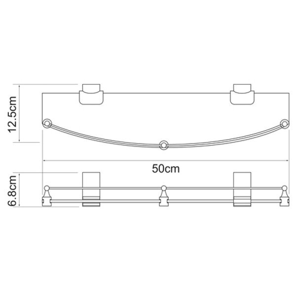 Полка стеклянная Wasserkraft Leine, K-5044W