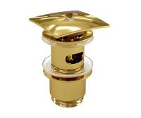 Донный клапан Push-up Wasserkraft A168, с переливом, PVD-покрытие глянцевое золото
