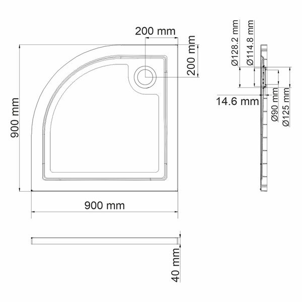 Душевой поддон Wasserkraft Salm 27T01 27T, 90 х 90 см, белый