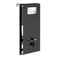 Инсталляция для унитаза Wasserkraft Abens 20TLT.010.ME.BL.BN02, декоративная стеклянная панель черная, механическая кнопка смыва никель