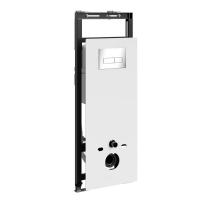 Инсталляция для унитаза Wasserkraft Salm 27TLT.010.ME.WH.CH03, декоративная стеклянная панель белая, механическая кнопка смыва хром