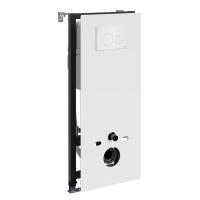 Инсталляция для унитаза Wasserkraft Abens 20TLT.010.ME.WH.WH02, декоративная стеклянная панель белая, механическая кнопка смыва белая