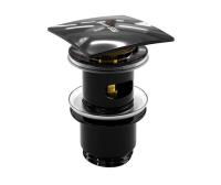 Донный клапан Push-up Wasserkraft A166, с переливом, PVD-покрытие черный глянец