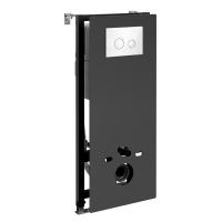 Инсталляция для унитаза Wasserkraft Abens 20TLT.010.ME.BL.WH01, декоративная стеклянная панель черная, механическая кнопка смыва белая, ободки хром