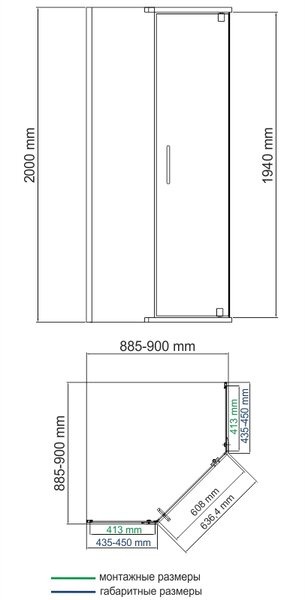 Душевой уголок Wasserkraft Leine 35P11, пятиугольный, 90 см