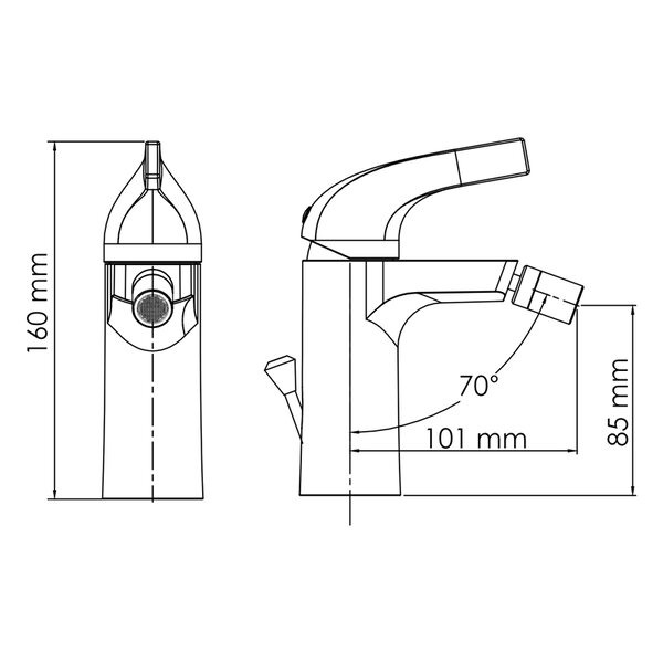 Смеситель Wasserkraft Sauer Sauer, для биде, с донным клапаном, PVD-покрытие глянцевое золото, 7106