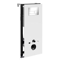 Инсталляция для унитаза Wasserkraft Abens 20TLT.010.ME.WH.CH04, декоративная стеклянная панель белая, механическая кнопка смыва хром