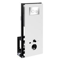 Инсталляция для унитаза Wasserkraft Glan 66TLT.010.ME.WH.CH01, декоративная стеклянная панель белая, механическая кнопка смыва хром