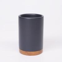 Стакан для щеток Wasserkraft Lopau, темно-серый/дерево, K-3328