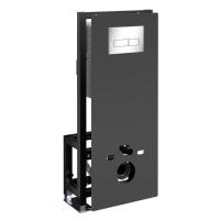Инсталляция для унитаза Wasserkraft Glan 66TLT.010.ME.BL.BN03, декоративная стеклянная панель черная, механическая кнопка смыва никель