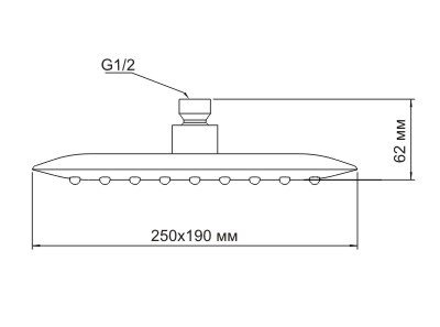 Верхний душ Wasserkraft A031, 25 х 19 см, 1 режим струи, без держателя, хром