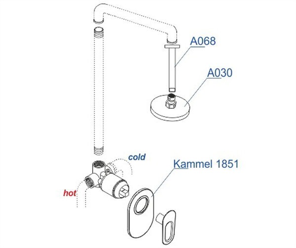 Душевая стойка Wasserkraft A12830, скрытый монтаж, хром