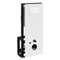 Инсталляция для унитаза Wasserkraft Glan 66TLT.010.ME.WH.WH02, декоративная стеклянная панель белая, механическая кнопка смыва белая
