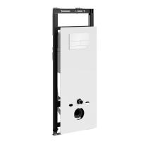 Инсталляция для унитаза Wasserkraft Salm 27TLT.010.ME.WH.WH04, декоративная стеклянная панель белая, механическая кнопка смыва белая