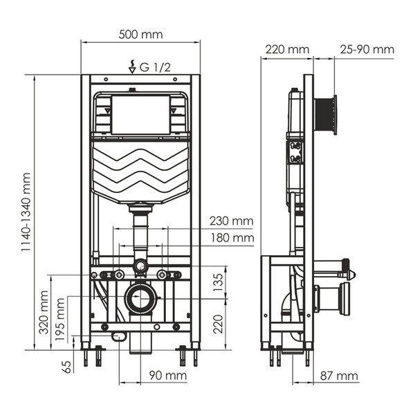 Инсталляция для унитаза Wasserkraft Dill 61TLT.010.ME.CH01, механическая клавиша хром