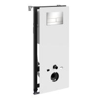 Инсталляция для унитаза Wasserkraft Abens 20TLT.010.ME.WH.BN04, декоративная стеклянная панель белая, механическая кнопка смыва никель