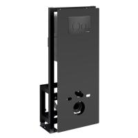 Инсталляция для унитаза Wasserkraft Glan 66TLT.010.ME.BL.MB02, декоративная стеклянная панель черная, механическая кнопка смыва черная матовая