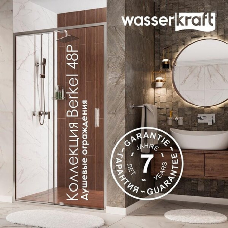 Душевой уголок Wasserkraft Berkel, 130 х 90 см, профиль хром, стекла прозрачные, 48P33