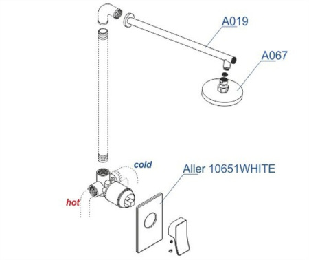 Душевая стойка Wasserkraft A12667WHITE, скрытый монтаж, белый/хром