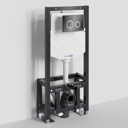 Инсталляция для унитаза Wasserkraft Dill 61TLT.010.ME.PB01, механическая клавиша черная, ободки хром