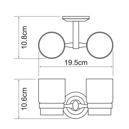 Стакан стеклянный с держателем Wasserkraft Rhein, двойной, K-6228D
