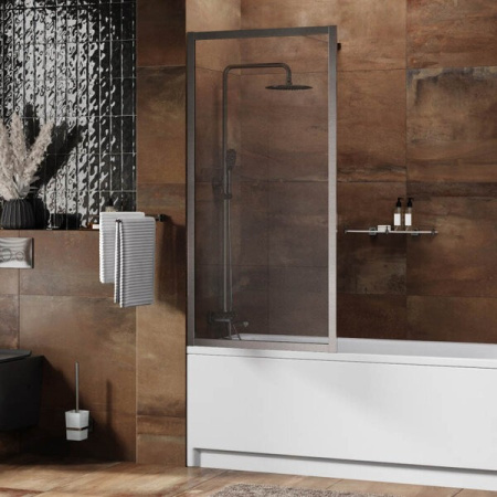 Шторка на ванну Wasserkraft Abens 20W01-80BN, 80 х 160 см, стекло прозрачное, профиль никель, Fixed WasserSchutz